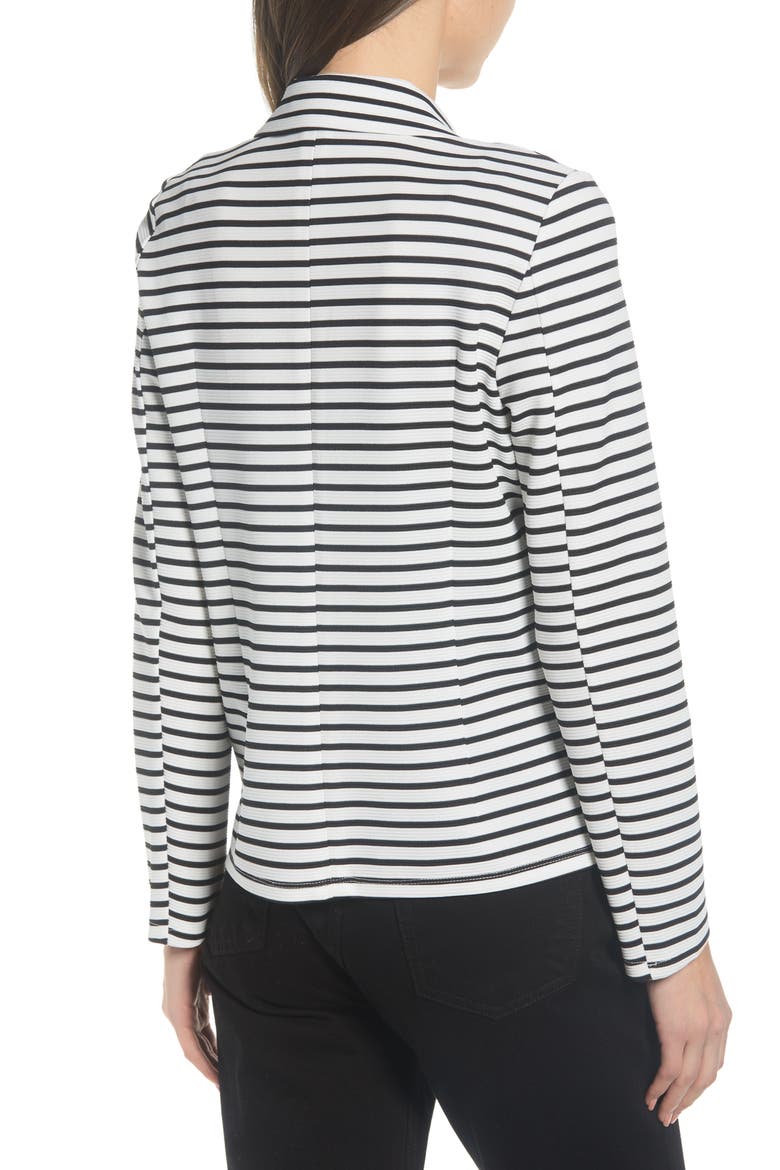 Stripe Stretch Jersey Blazer, Alternate, color, SNOW WHITE/ STRIPES BLACK