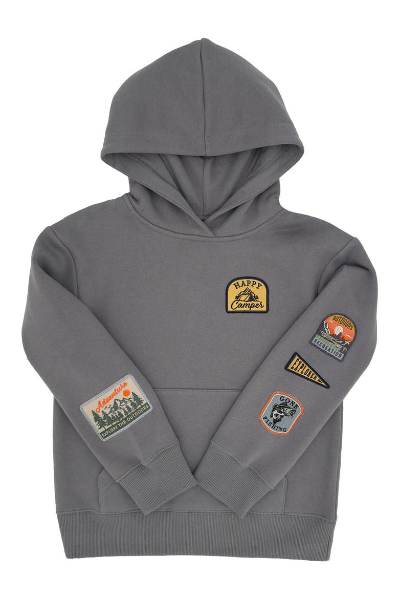 Kids' Patch Hoodie, Alternate, color, ASH GREY