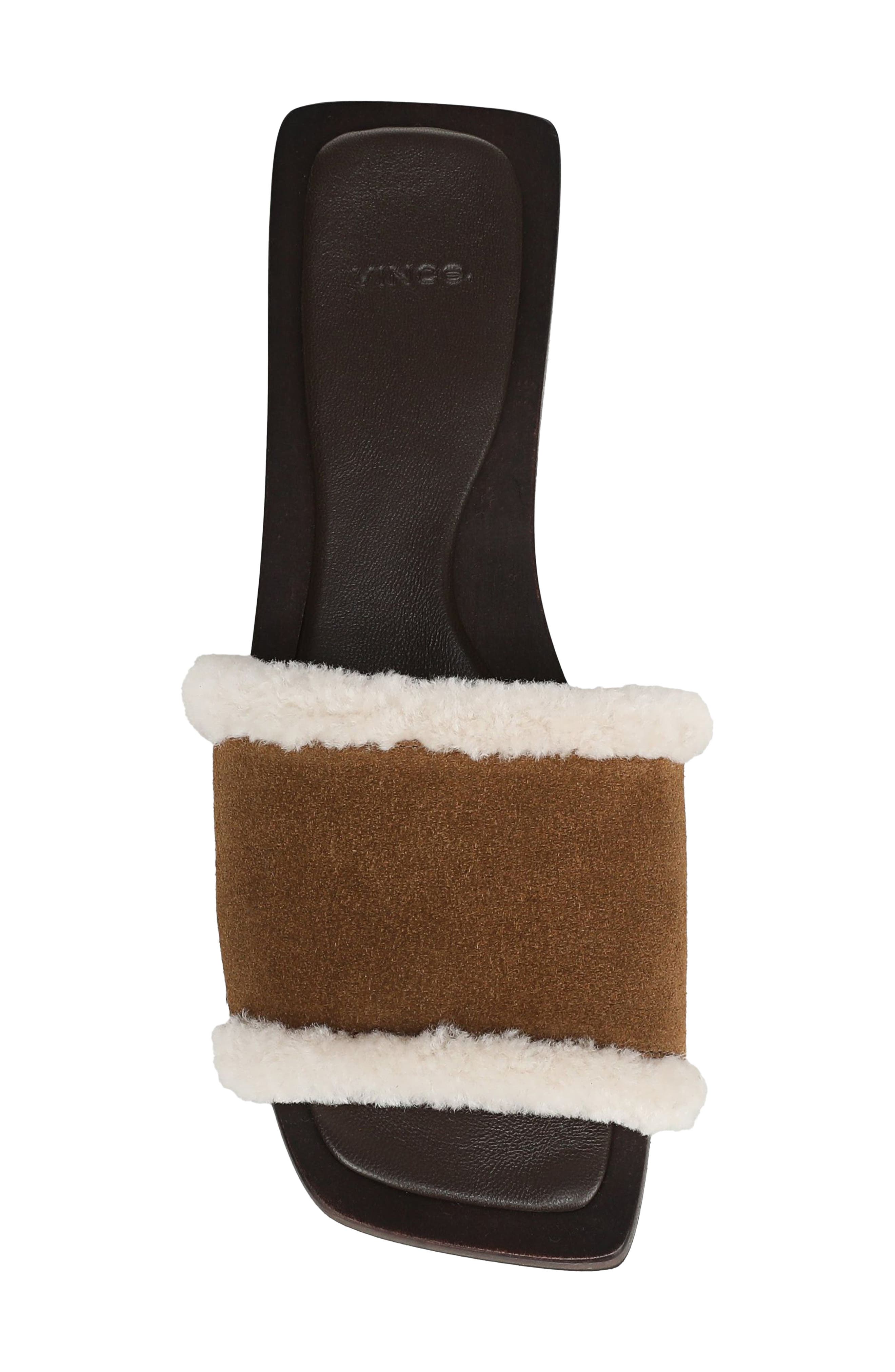 Barbara Genuine Shearling Slide Sandal, Alternate, color, ELMWOOD