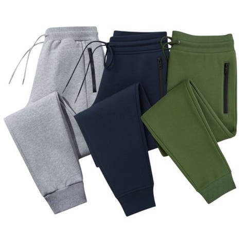 3 Pack Mens Ultra Soft Zipper PocketFleece Joggers