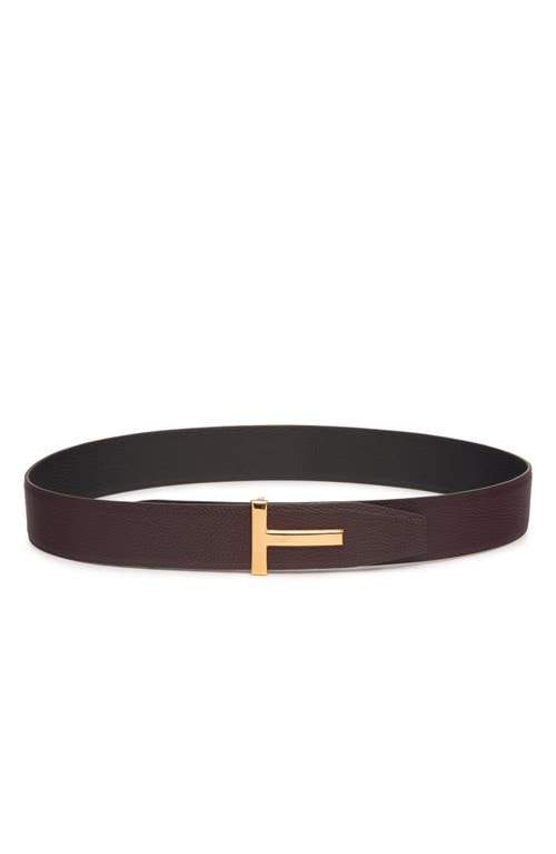 Tom Ford T Icon Reversible Soft Grain Leather Belt In Brown