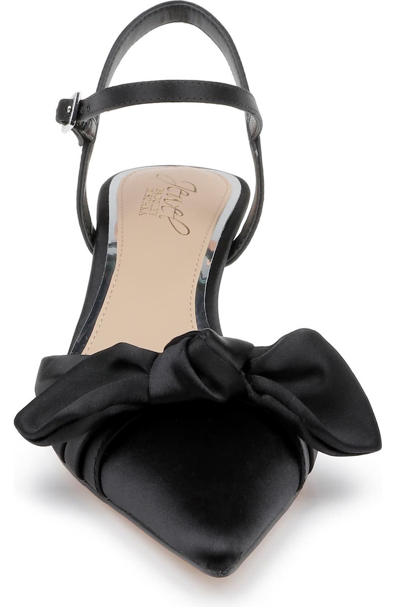 Jewel Badgley Mischka Ember Ankle Strap Pointed Toe Kitten Heel Pump, Alternate, color, Black Satin