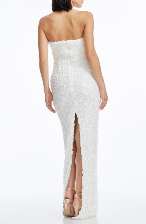 Shop Dress The Population Izza Floral Appliqué Sequin Strapless Gown In White