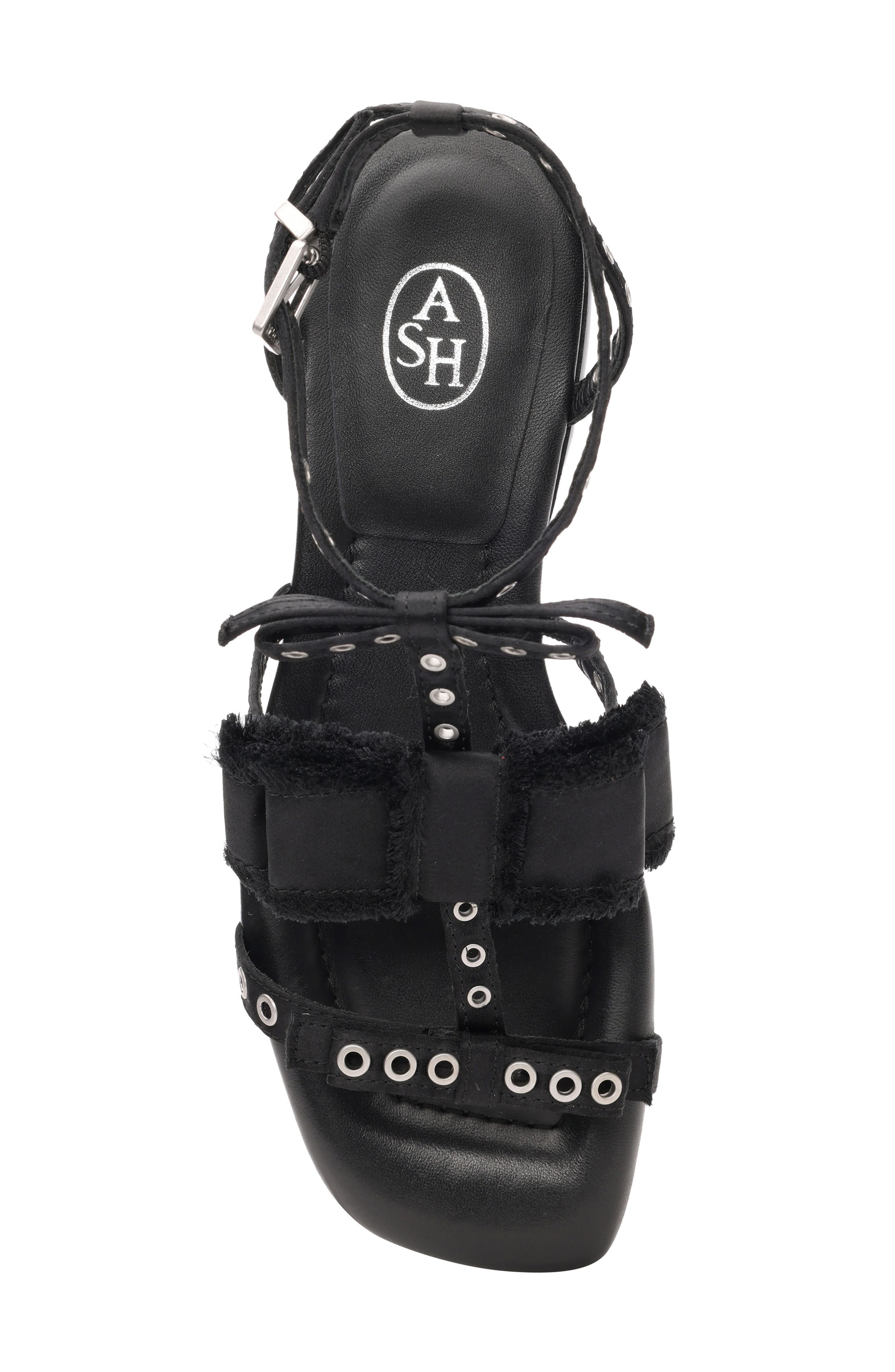 Ash Rachel Studded Ankle Strap Slide Sandal, Alternate, color, Black