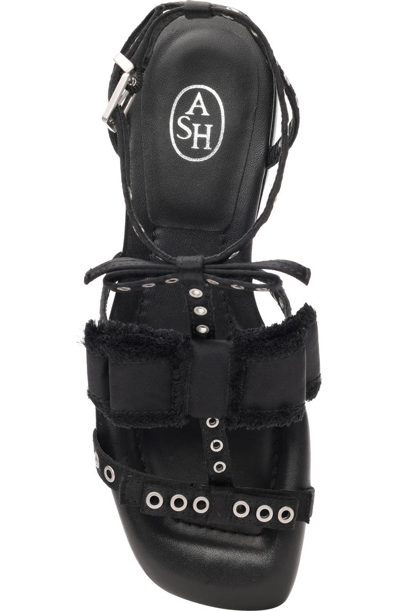 Ash Rachel Studded Ankle Strap Slide Sandal, Alternate, color, Black