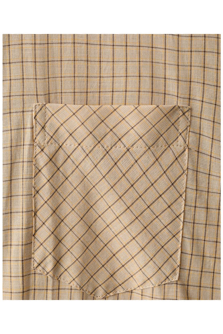 Checkered Cotton Button-Up Shirt, Alternate, color, BROWN