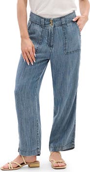 Hatley Acid Wash Crop Wide Leg Chambray Pants