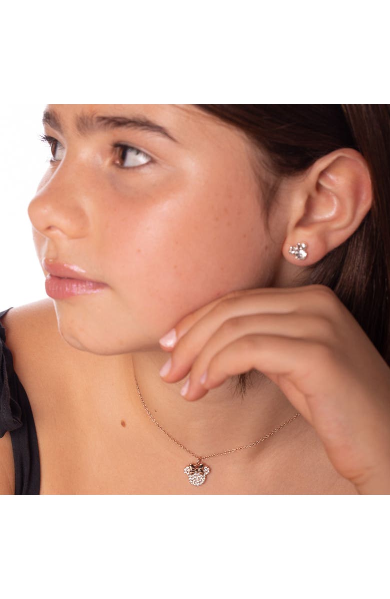 Disney Minnie Mouse Cubic Zirconia Pendant Necklace, 16+2", Alternate, color, Silver