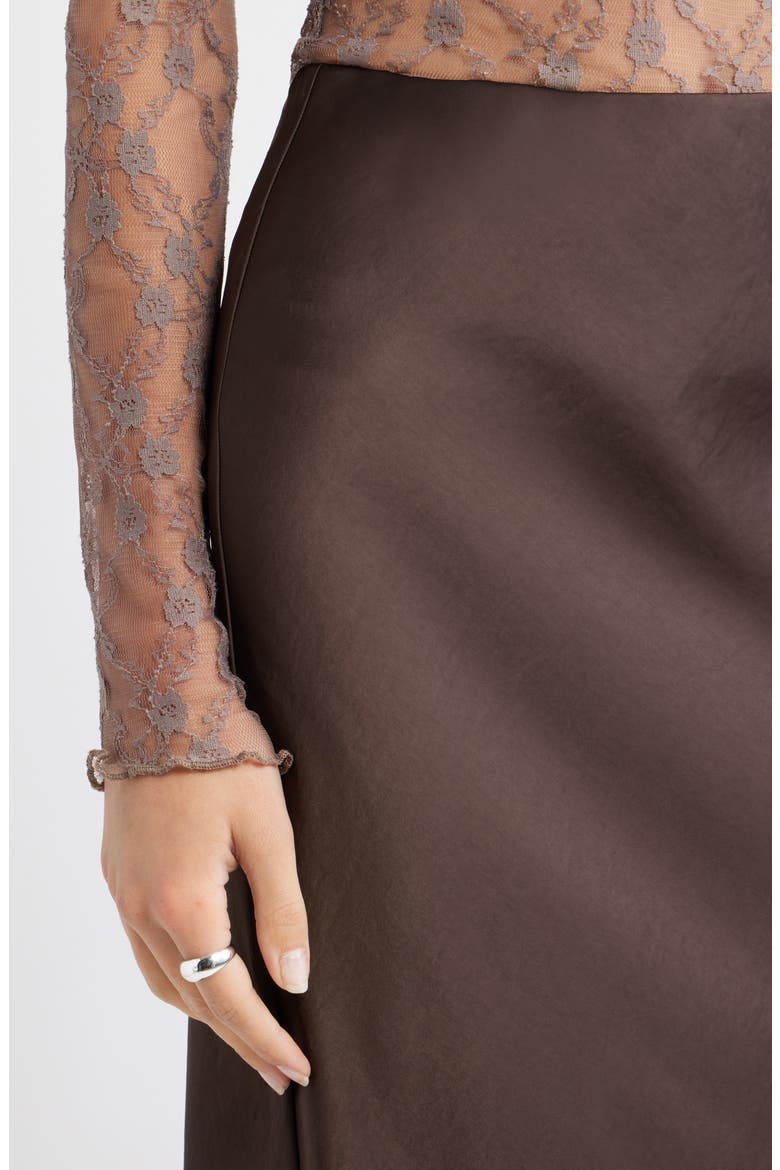 Satin Maxi Skirt, Alternate, color, BROWN SEAL