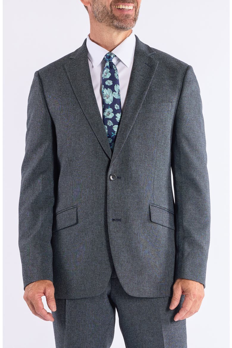 Hoxton Trim Fit Charcoal Notch Lapel Knit Suit, Main, color, GREY
