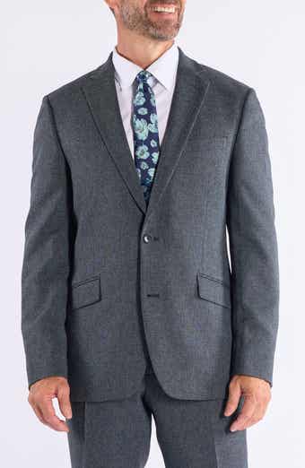 SAVILE ROW CO Hoxton Trim Fit Charcoal Notch Lapel Knit Suit