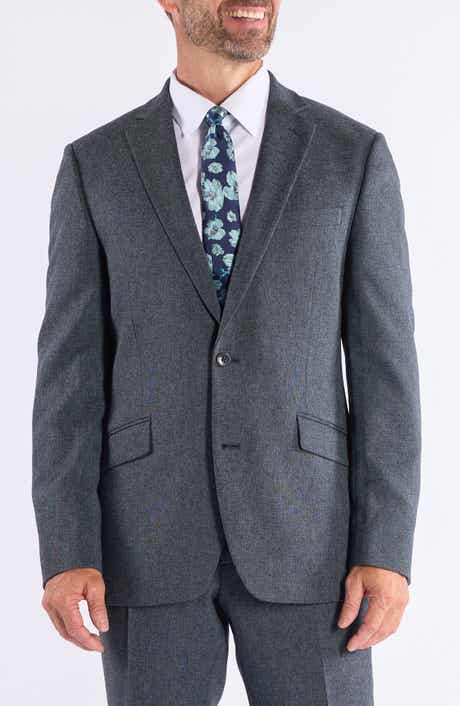 SAVILE ROW CO Hoxton Trim Fit Charcoal Notch Lapel Knit Suit