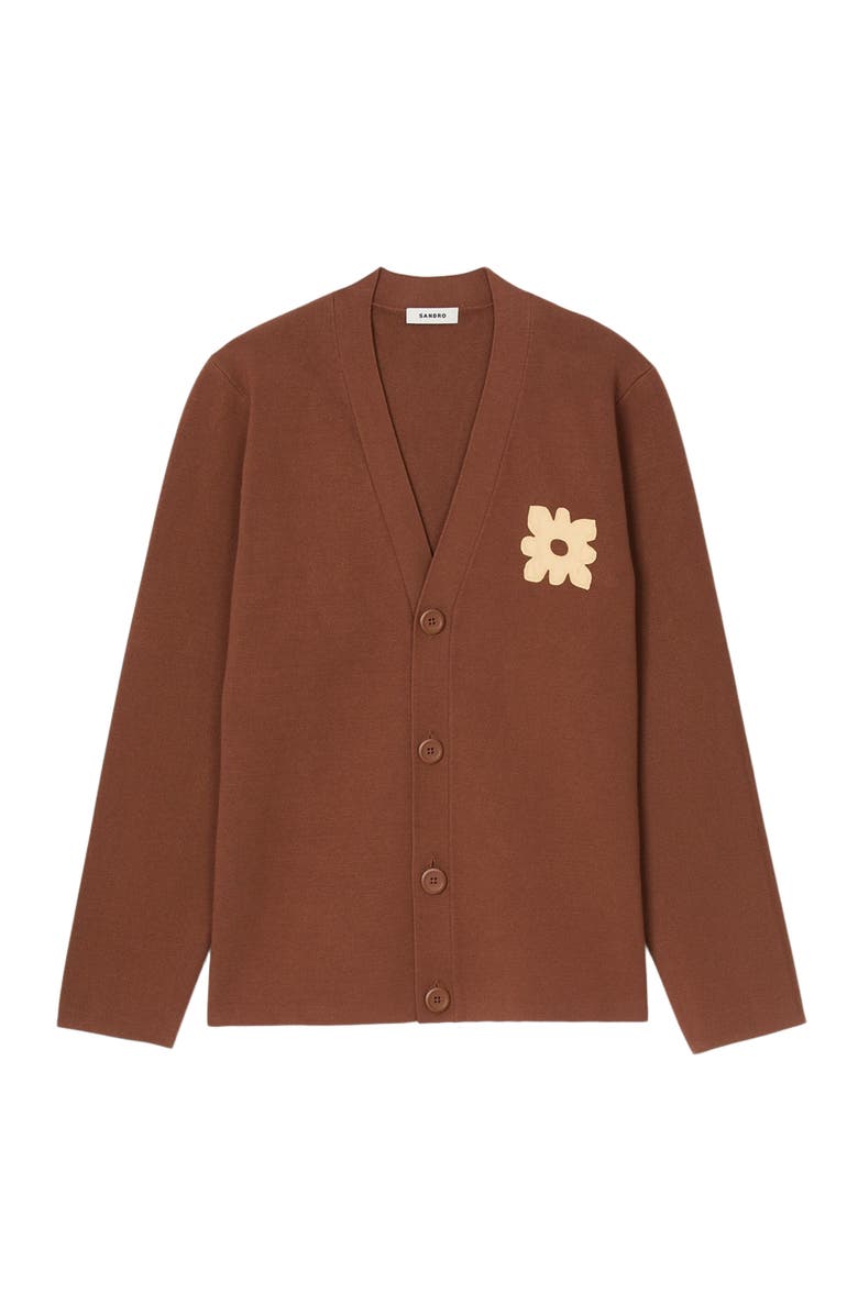 SANDRO Cardigan with flower detail, Alternate, color, 