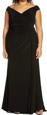 La Femme Simple Plus Size Jersey Off the Shoulder Dress