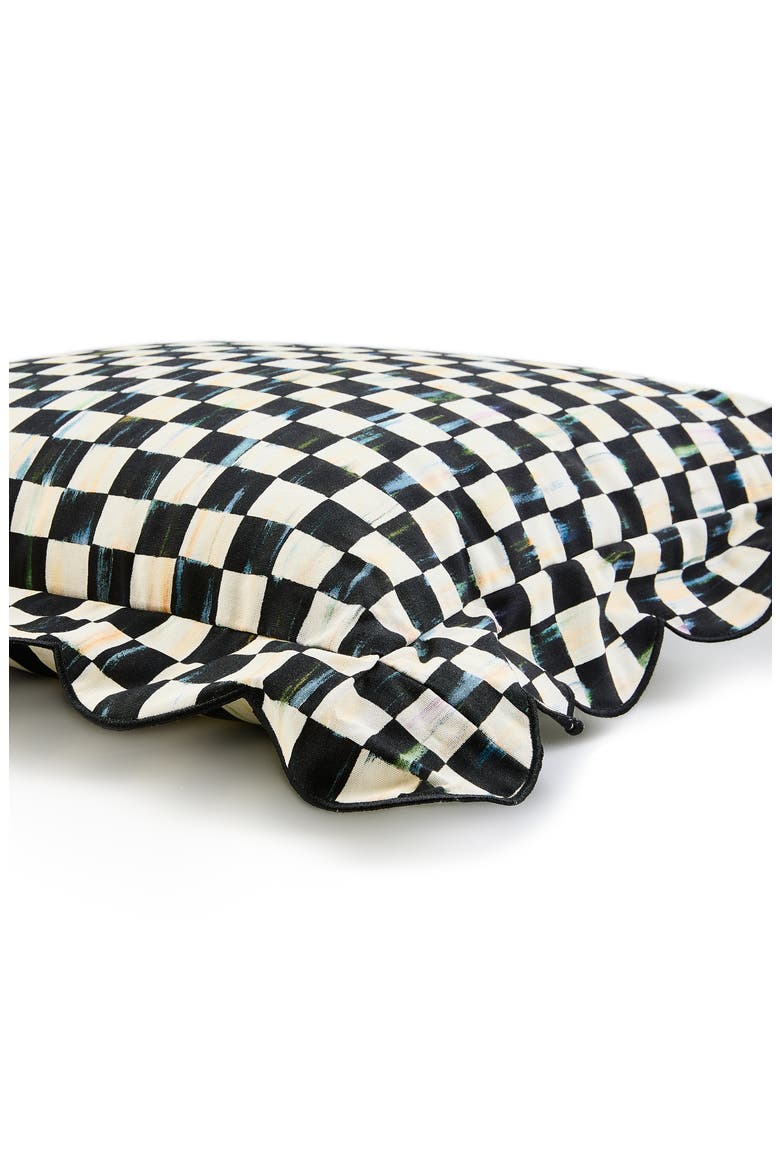 Courtly Check Reversible Scalloped Throw Pillow, Alternate, color, BLACK