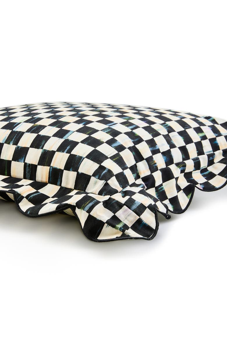 MACKENZIE CHILDS Courtly Check Reversible Scalloped Throw Pillow, Alternate, color, Black