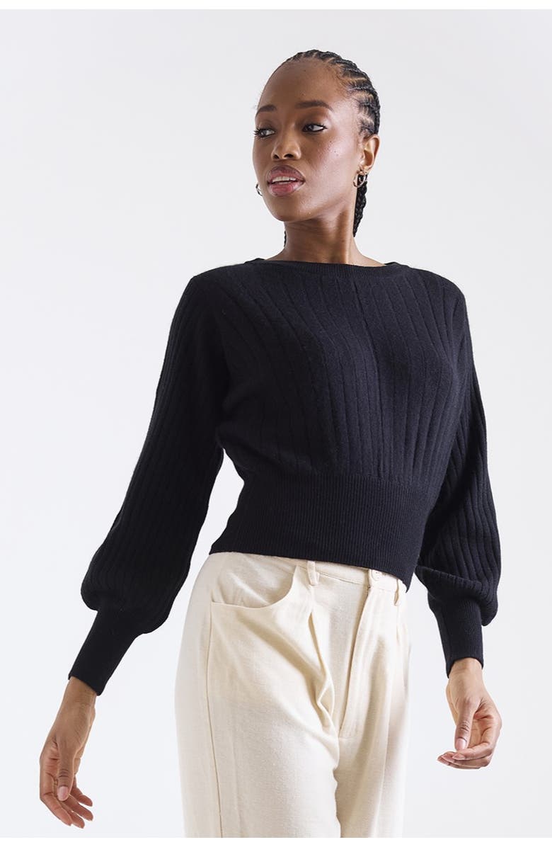 1982 Rosa Ribbed 100% Cashmere Sweater, Main, color, Black