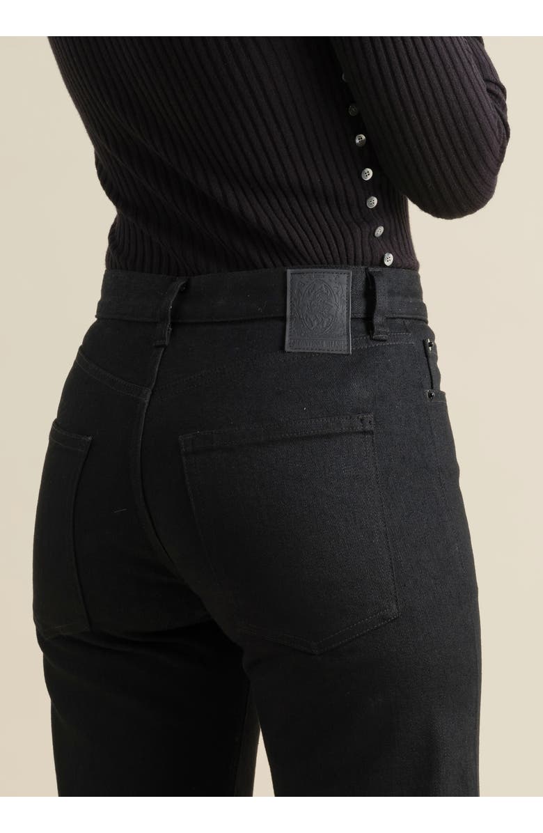 Contessa Mills Arcana Slim-Fit Mid-Rise Leather-Trim Jeans, Alternate, color, Black