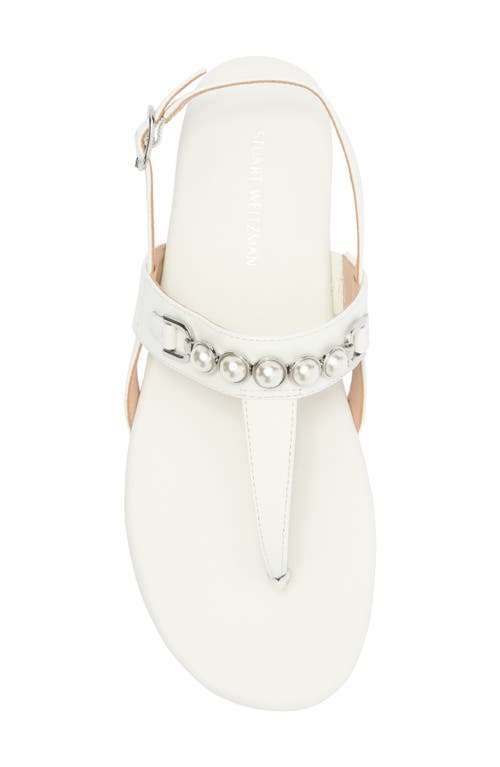 Stuart Weitzman Pearla T-strap Slingback Sandal In White
