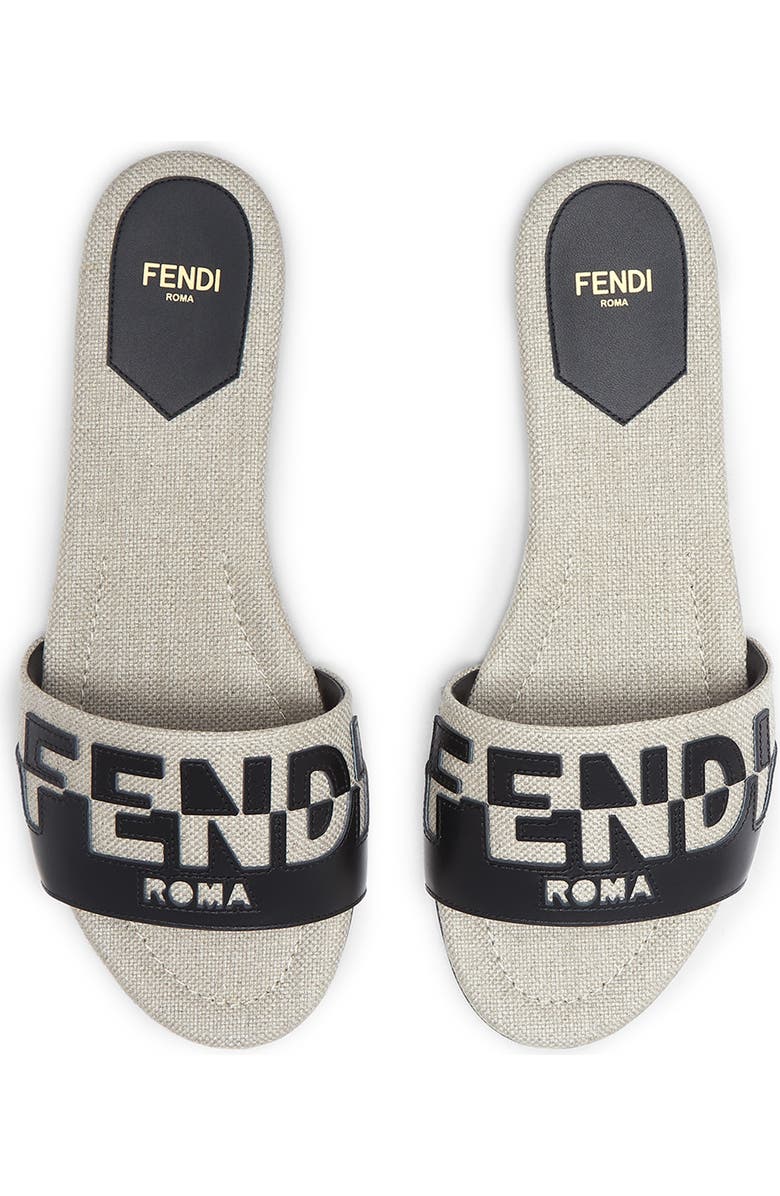 Fendi Signature Bicolor Logo Slide Sandal, Alternate, color,