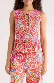 SUGARLIPS Nomi Floral Smocked Peplum Top