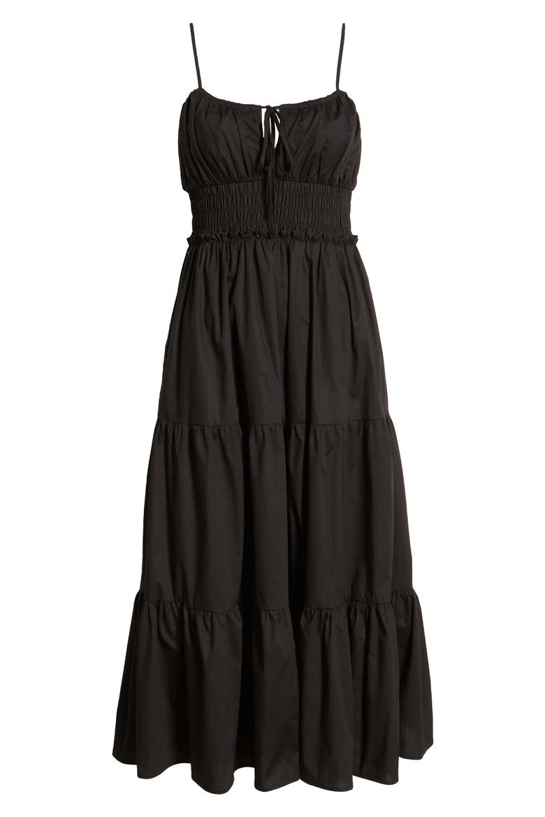 Wisteria Floral Tiered Midi Sundress, Alternate, color, BLACK