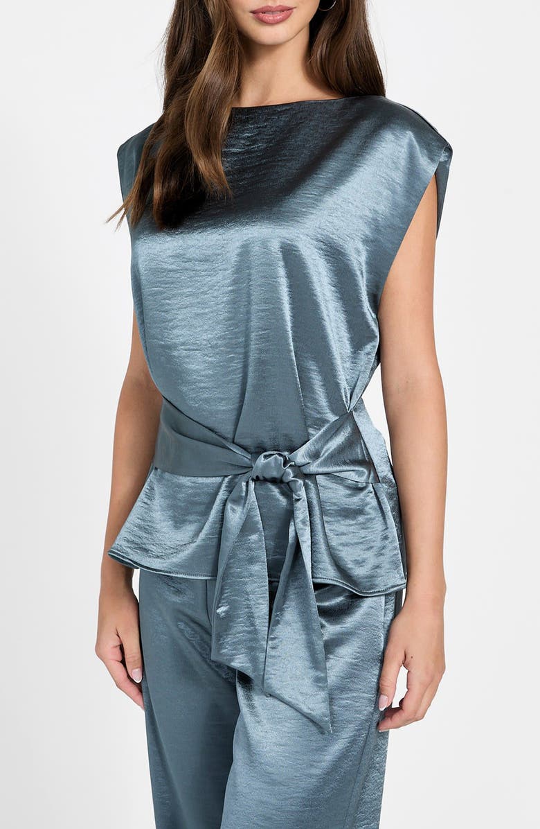 GUESS Mara Satin Top, Alternate, color, Squall Sea