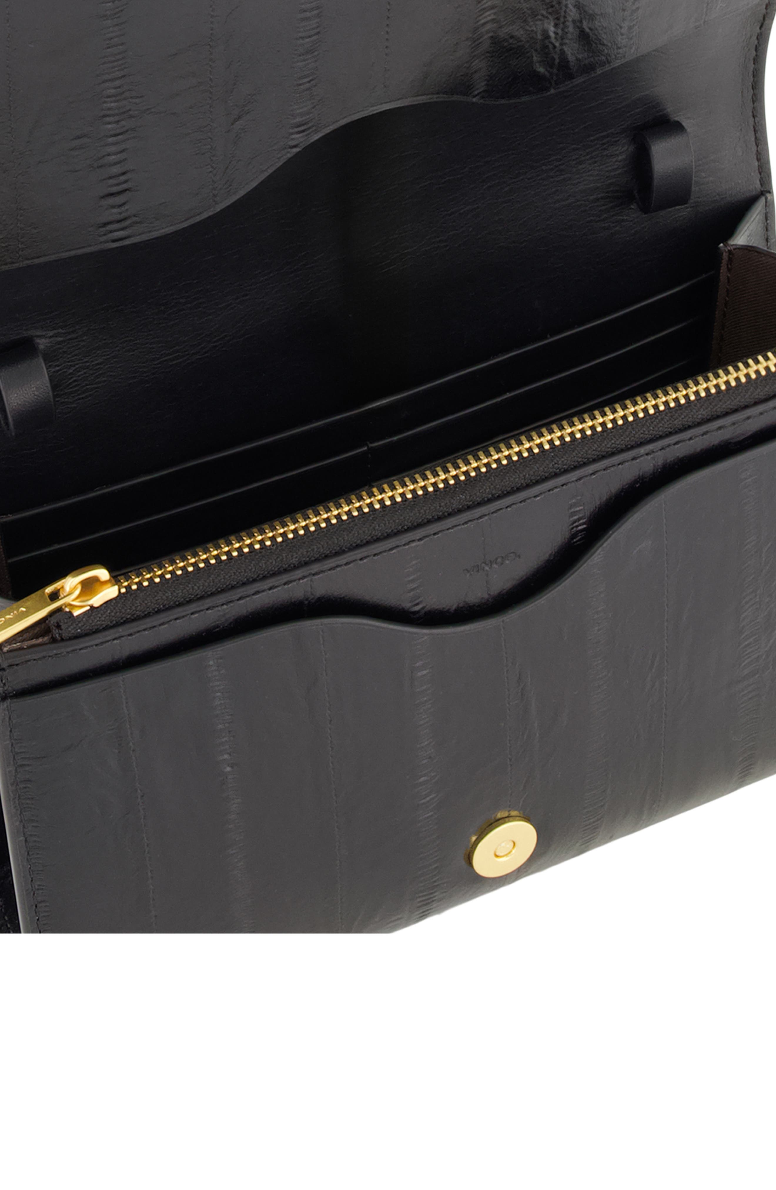 Eel Embossed Leather Wallet on a String, Alternate, color, BLACK