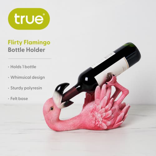 True Polyresin Flirty Flamingo Bottle Holder In Pink