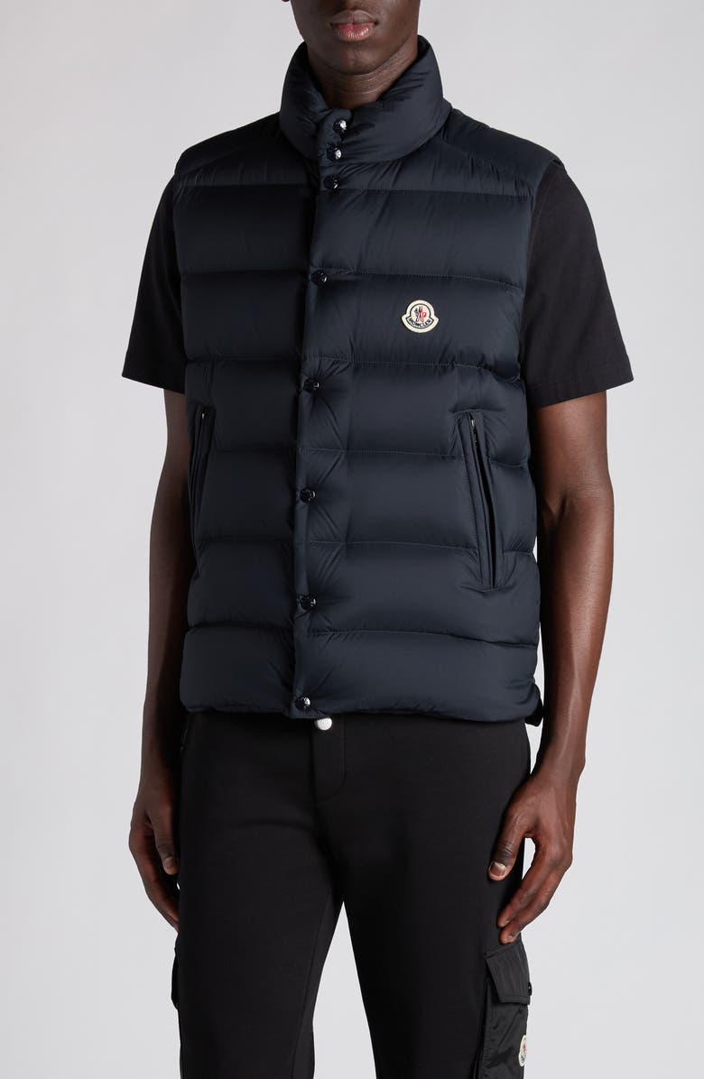 Moncler Tibb Water Repellent Down Puffer Vest, Main, color, Black