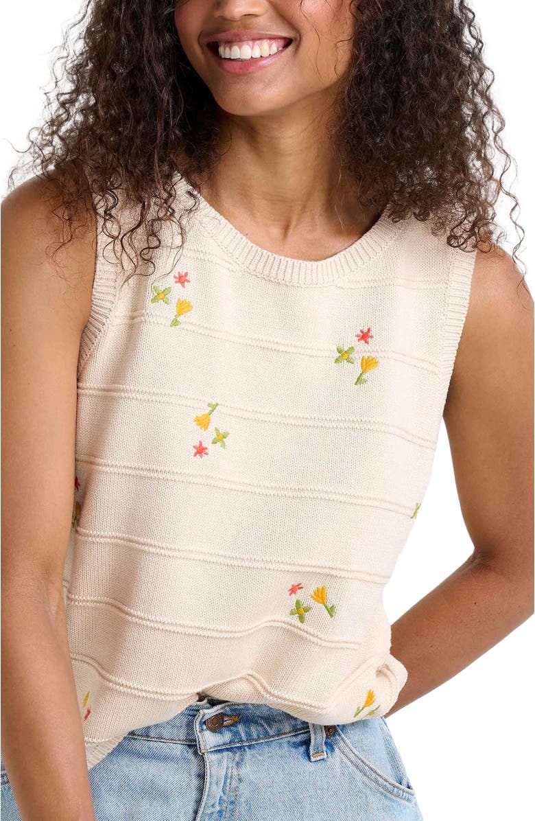 Toad & Co Bianca Crew Tank Embroidered, Alternate, color, Natural Embroidery