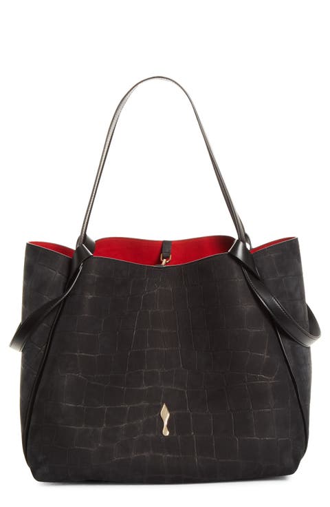 Large Bettina Croc Embossed Nubuck Leather Tote