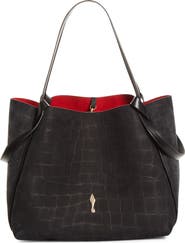Christian Louboutin Large Bettina Croc Embossed Nubuck Leather Tote