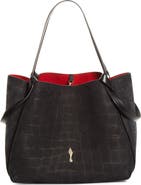 Christian Louboutin Large Bettina Croc Embossed Nubuck Leather Tote