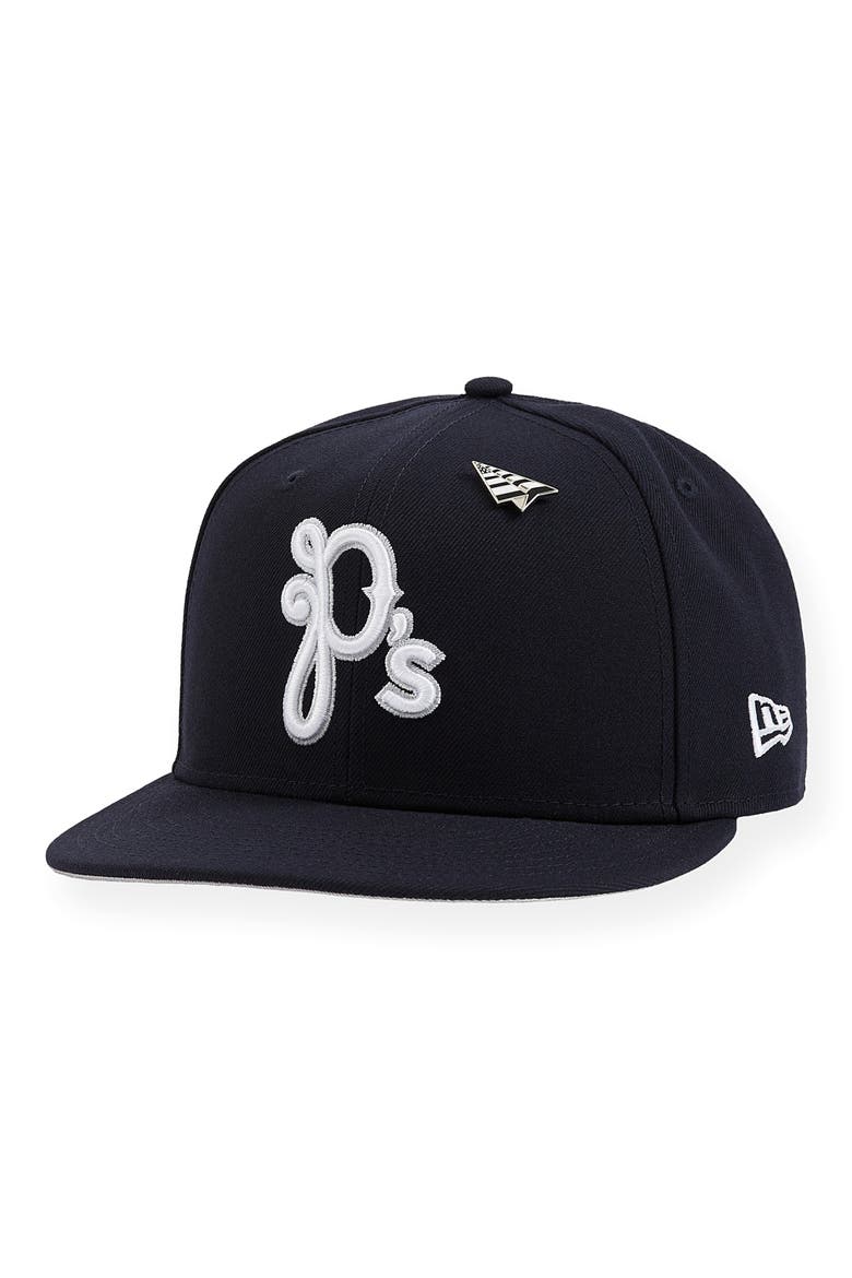 P Logo 9FIFTY Twill Snapback Cap, Alternate, color, NAVY