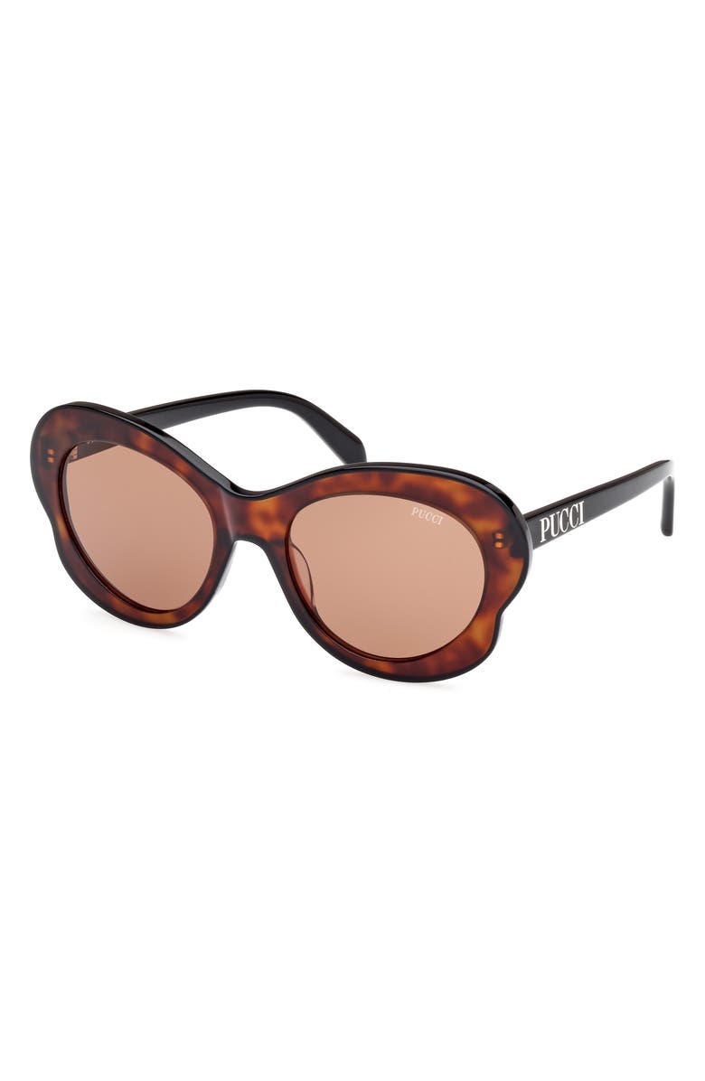 Emilio Pucci 54mm Round Sunglasses, Alternate, color, Havana / Brown