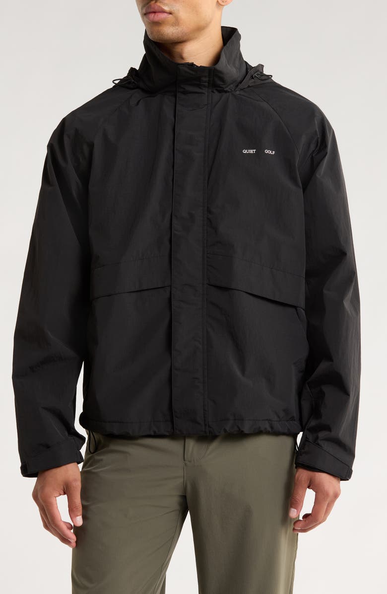 Quiet Golf De Lux Waterproof Hooded Jacket, Alternate, color, Black