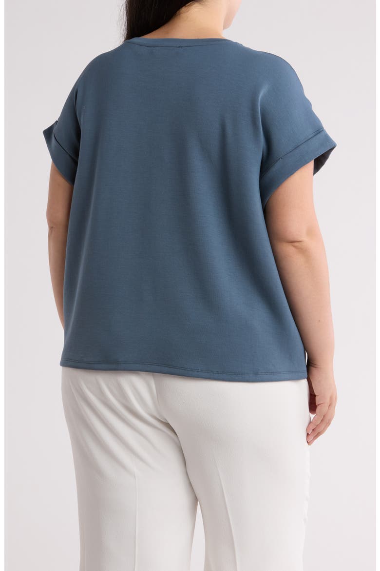 Roll Sleeve Scuba Knit Top, Alternate, color, DEEP SLATE BLUE
