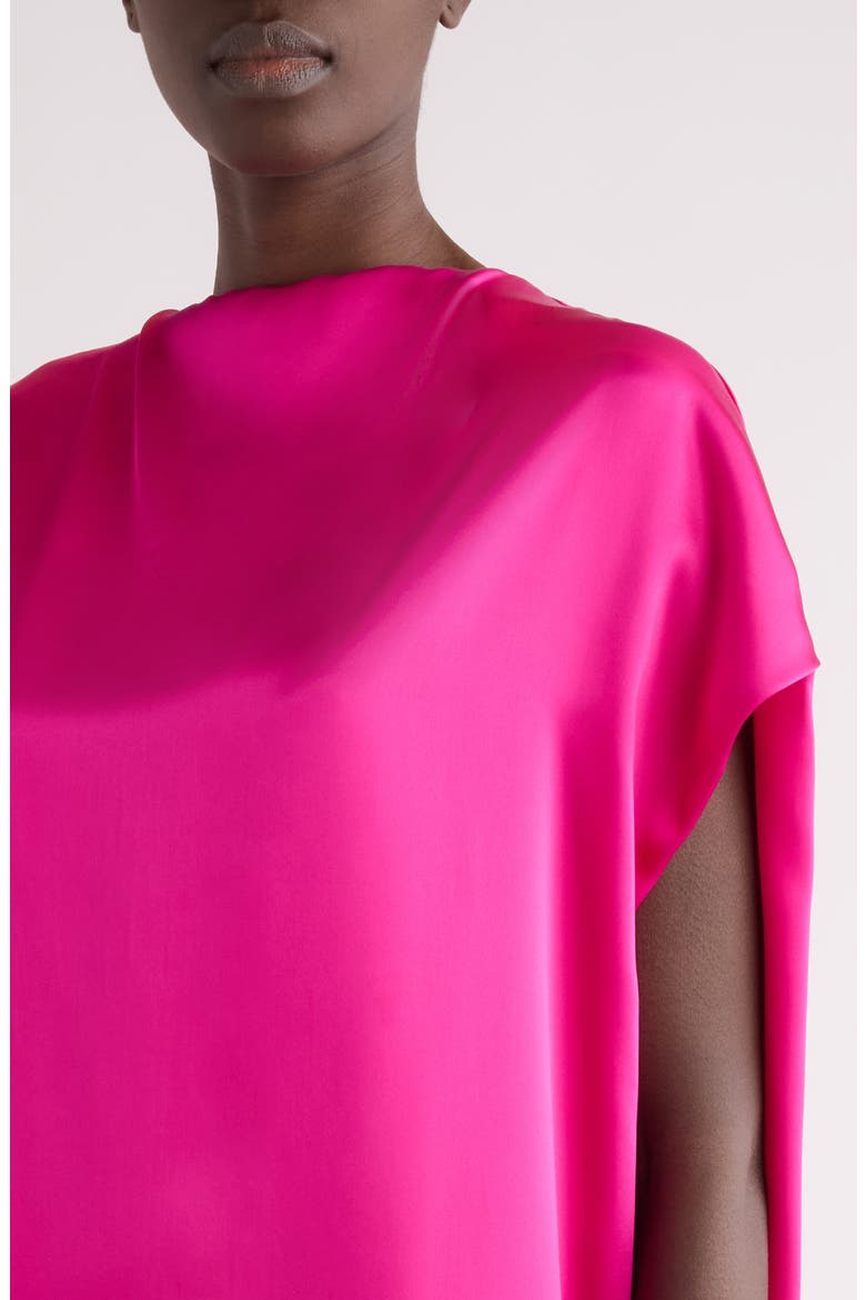Silk Satin Cape Dress, Alternate, color, FUCHSIA