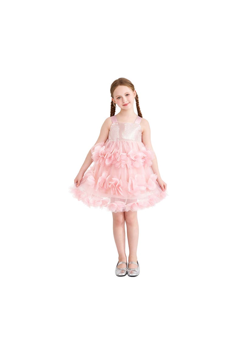 Veloria Sequin Tulle Flower Dress, Alternate, color, Pink