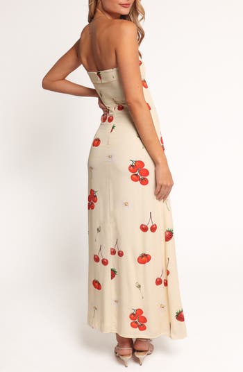 Adela Printed Strapless Maxi Dress