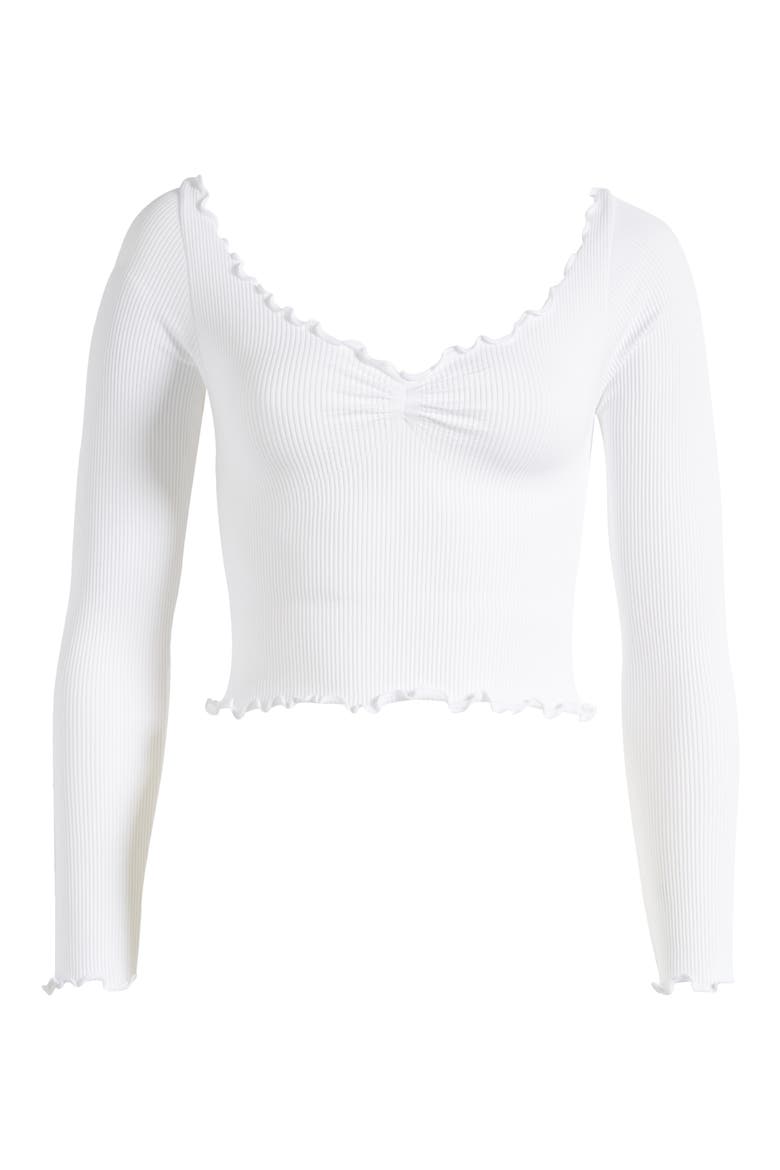 Elsie Rib Long Sleeve Crop Top, Alternate, color, WHITE