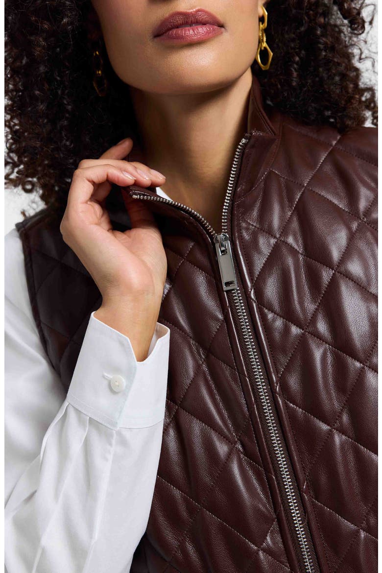 Billie Faux Leather Diamond Quilted Vest, Alternate, color, CHICORY COFFEE