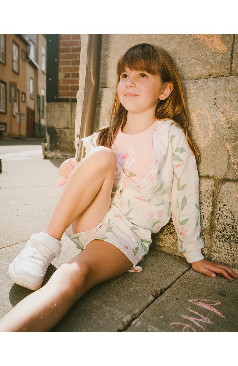 Deux par Deux Organic Cotton Jersey Flower Short Sleeve T-Shirt, Alternate, color, Dusty Pink