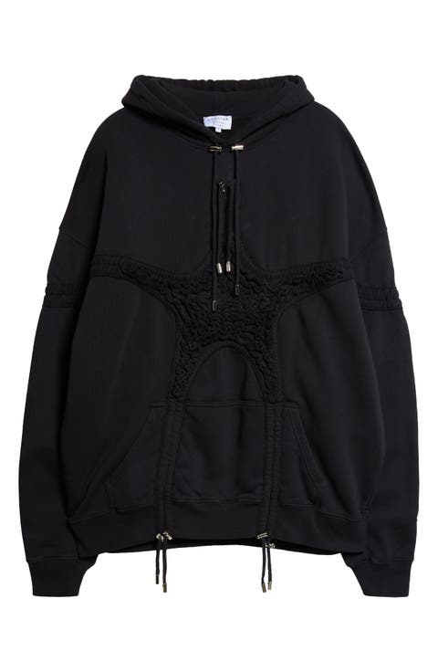 Soft Star Drawstring Ruched Cotton Hoodie