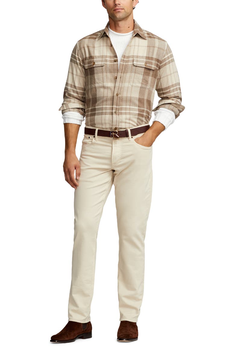 Cooper Plaid Wool, Silk & Cashmere Button-Up Shirt, Alternate, color, TRUFFLE/ TAUPE