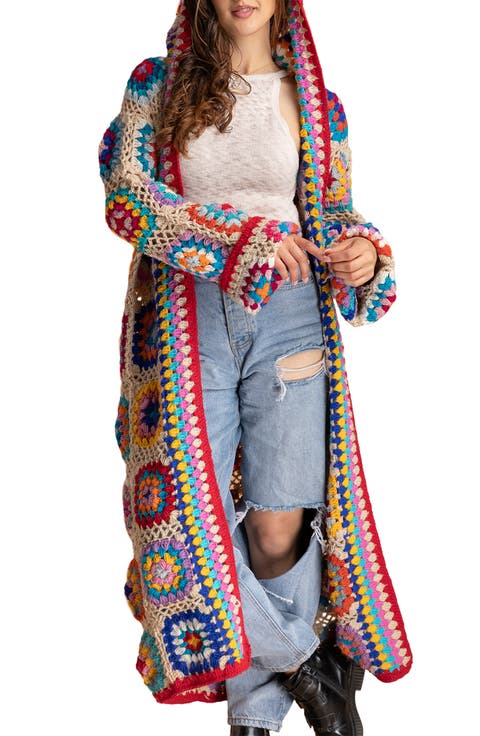 Hooded Square Crochet Ruana