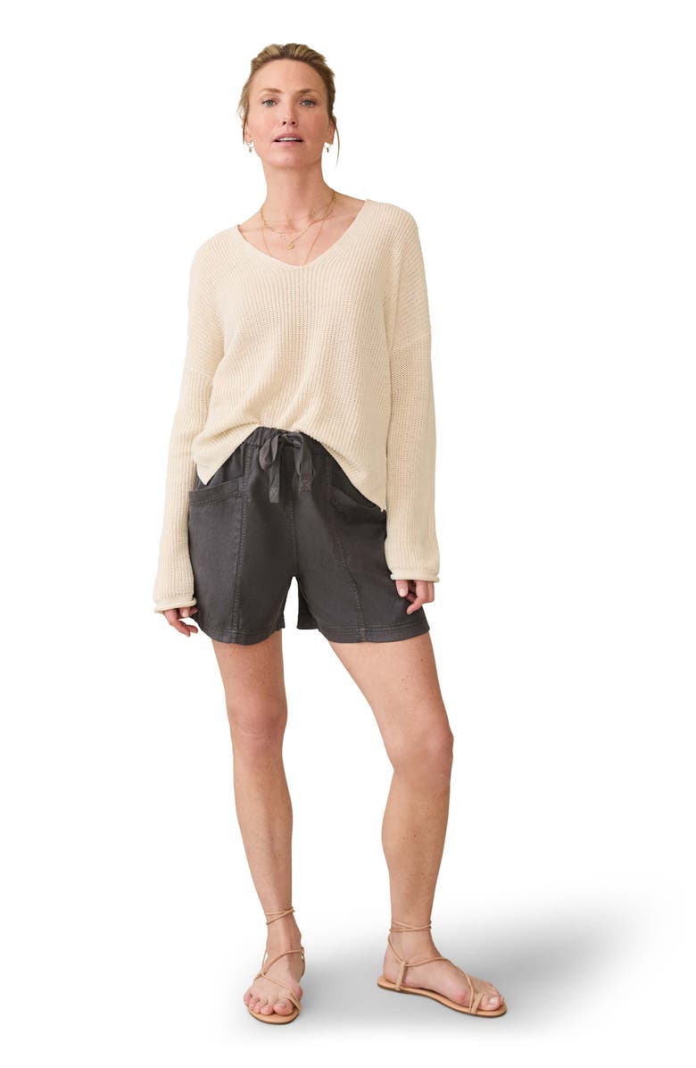 Faherty Topanga Drape Pull-On Shorts, Alternate, color, Washed Black