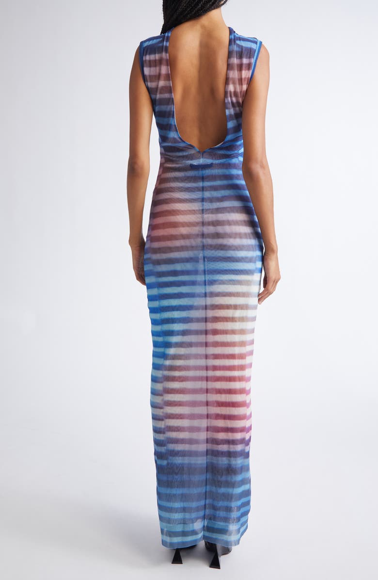 Jean Paul Gaultier Air Print Mesh Body-Con Dress, Alternate, color, Light Blue/ Blue/ Peach