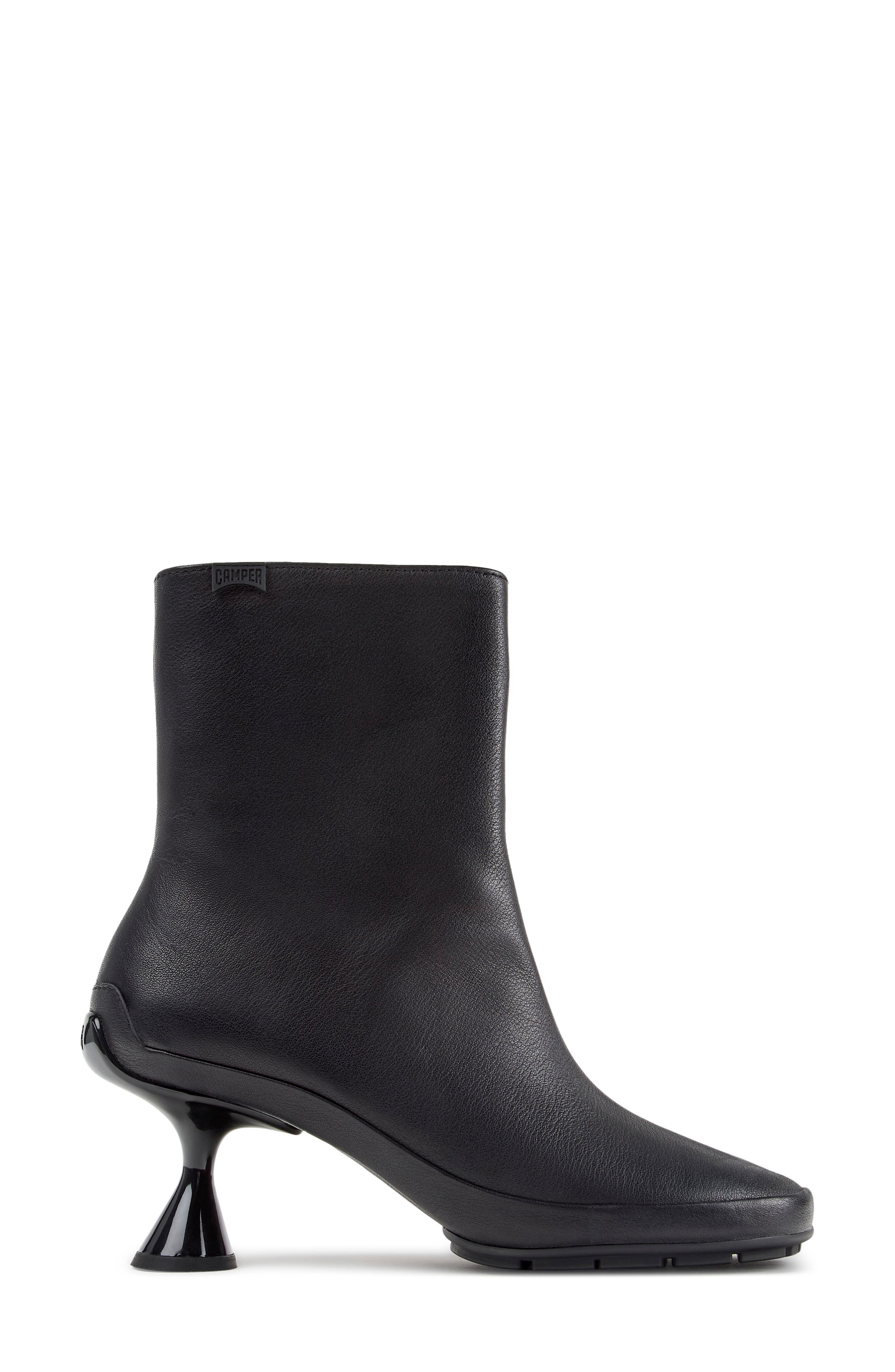 Right Left Leather Bootie, Alternate, color, BLACK